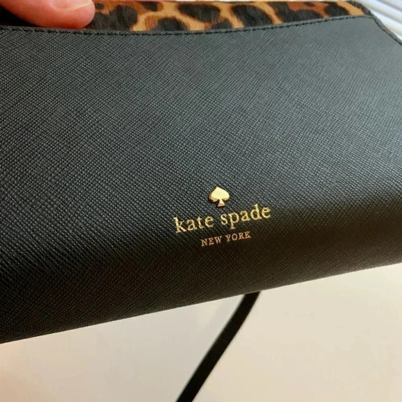 Rare KATE SPADE Black Run Wild Leopard Leather Crossbody Bag - Picture 7 of 16